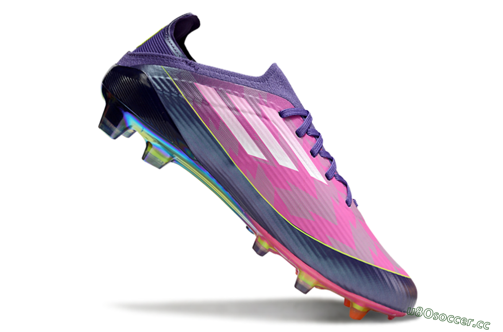 Unisex Adidas F50 Elite FG Firm Ground Low-Tops Football Boots - Purple/Neon Pink/Rainbow Hues 5