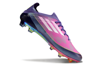 Unisex Adidas F50 Elite FG Firm Ground Low-Tops Football Boots - Purple/Neon Pink/Rainbow Hues