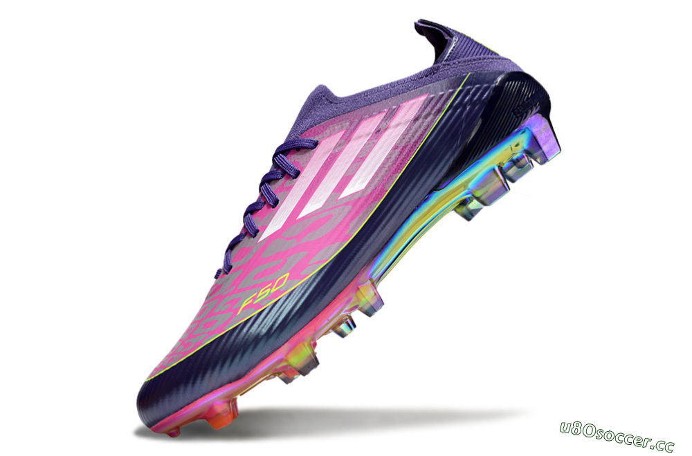 Unisex Adidas F50 Elite FG Firm Ground Low-Tops Football Boots - Purple/Neon Pink/Rainbow Hues 6