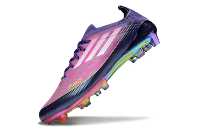 Unisex Adidas F50 Elite FG Firm Ground Low-Tops Football Boots - Purple/Neon Pink/Rainbow Hues