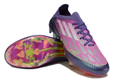 Unisex Adidas F50 Elite FG Firm Ground Low-Tops Football Boots - Purple/Neon Pink/Rainbow Hues