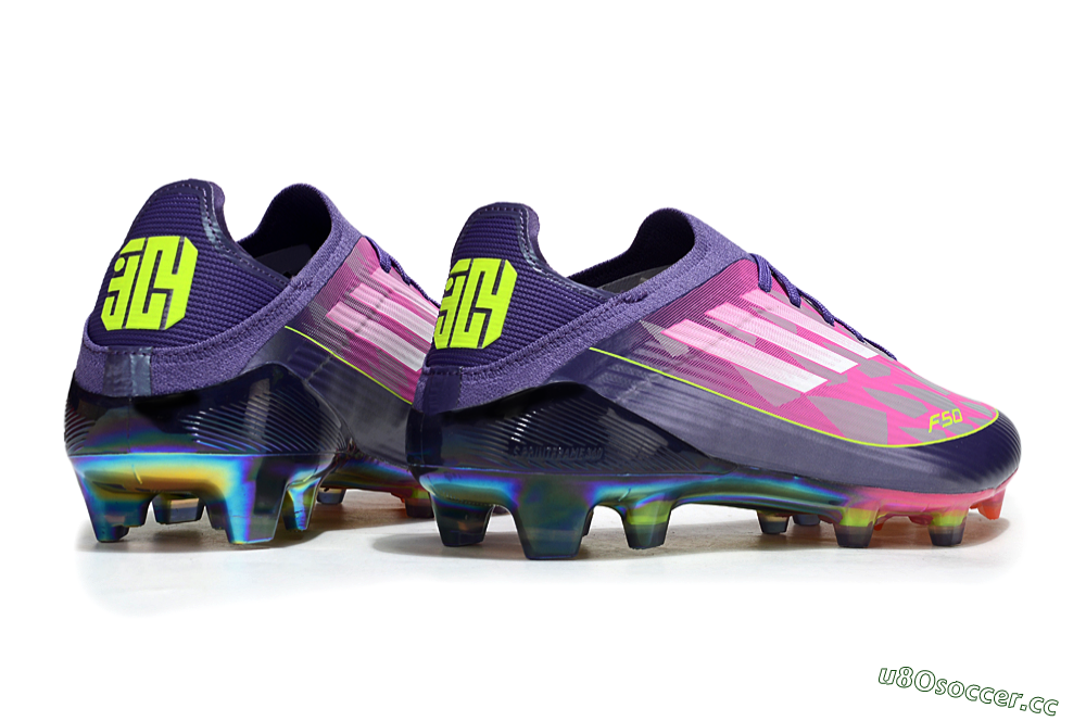 Unisex Adidas F50 Elite FG Firm Ground Low-Tops Football Boots - Purple/Neon Pink/Rainbow Hues 7
