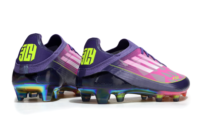 Unisex Adidas F50 Elite FG Firm Ground Low-Tops Football Boots - Purple/Neon Pink/Rainbow Hues
