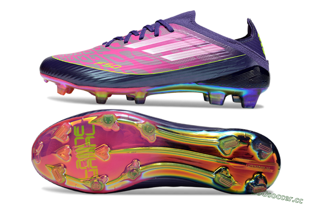 Unisex Adidas F50 Elite FG Firm Ground Low-Tops Football Boots - Purple/Neon Pink/Rainbow Hues 1