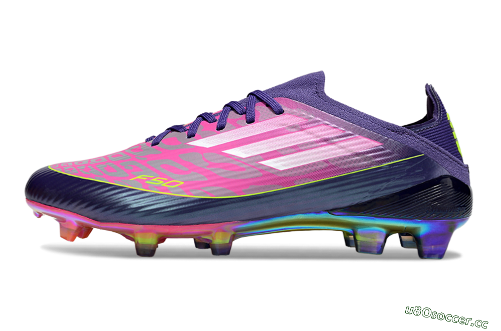 Unisex Adidas F50 Elite FG Firm Ground Low-Tops Football Boots - Purple/Neon Pink/Rainbow Hues 0