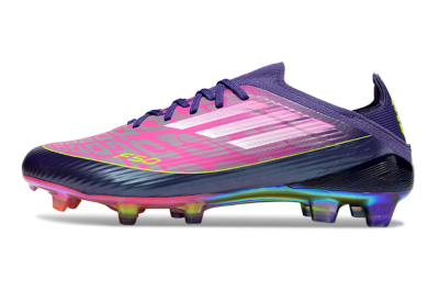 Unisex Adidas F50 Elite FG Firm Ground Low-Tops Football Boots - Purple/Neon Pink/Rainbow Hues