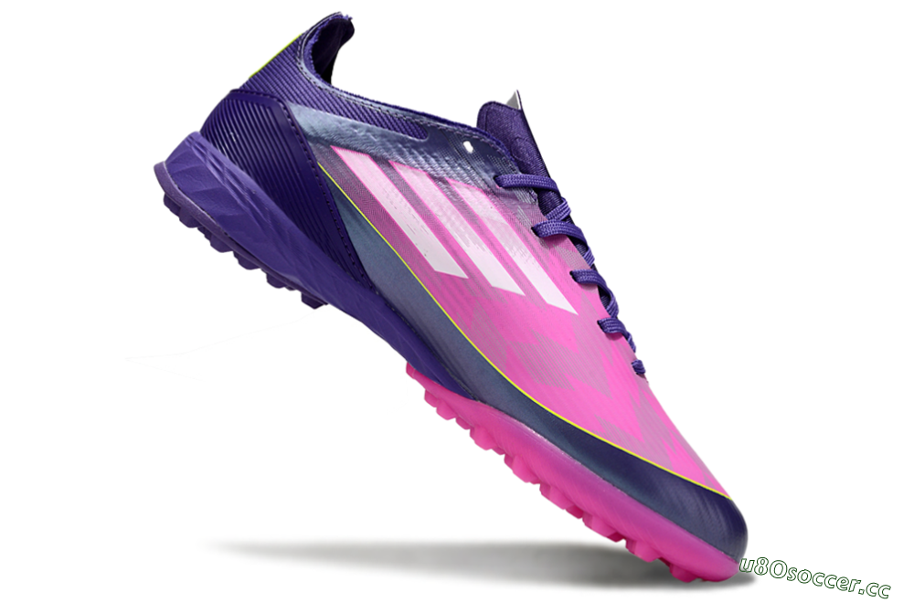 Unisex Adidas F50 Pro TF Artificial Turf Low-Tops Football Shoes - Purple/Bright Pink/Neon Yellow 5