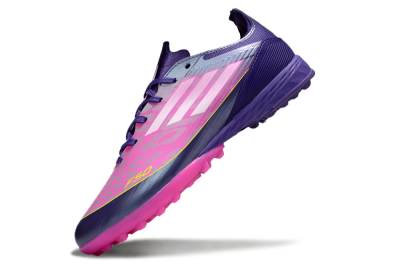 Unisex Adidas F50 Pro TF Artificial Turf Low-Tops Football Shoes - Purple/Bright Pink/Neon Yellow