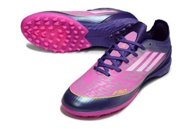 Unisex Adidas F50 Pro TF Artificial Turf Low-Tops Football Shoes - Purple/Bright Pink/Neon Yellow