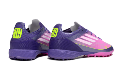 Unisex Adidas F50 Pro TF Artificial Turf Low-Tops Football Shoes - Purple/Bright Pink/Neon Yellow