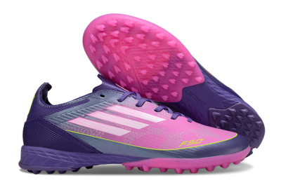 Unisex Adidas F50 Pro TF Artificial Turf Low-Tops Football Shoes - Purple/Bright Pink/Neon Yellow