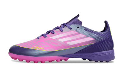 Unisex Adidas F50 Pro TF Artificial Turf Low-Tops Football Shoes - Purple/Bright Pink/Neon Yellow