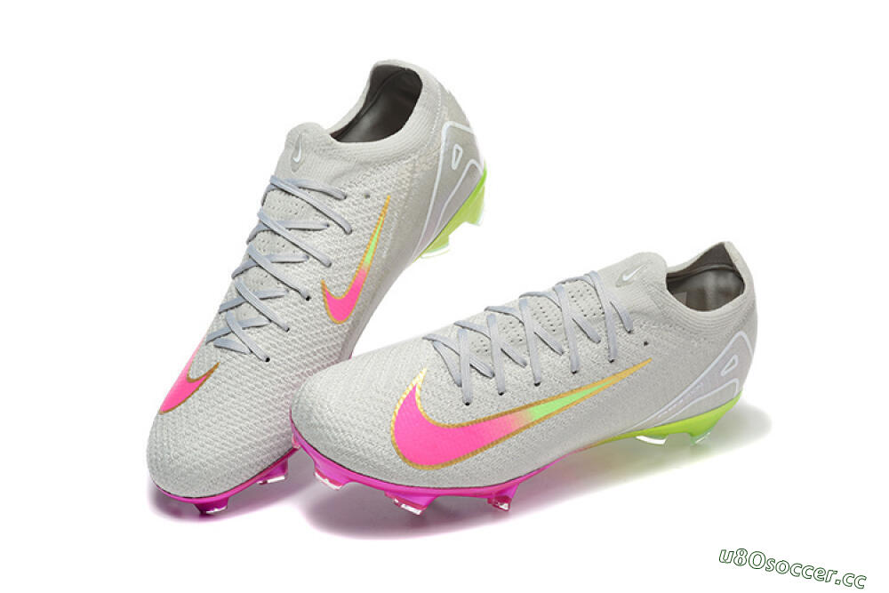 Unisex Nike Air Zoom Mercurial Vapor 16 Elite FG Firm Ground Low-Tops Football Boots - Gray/Neon Pink/Neon Green 3