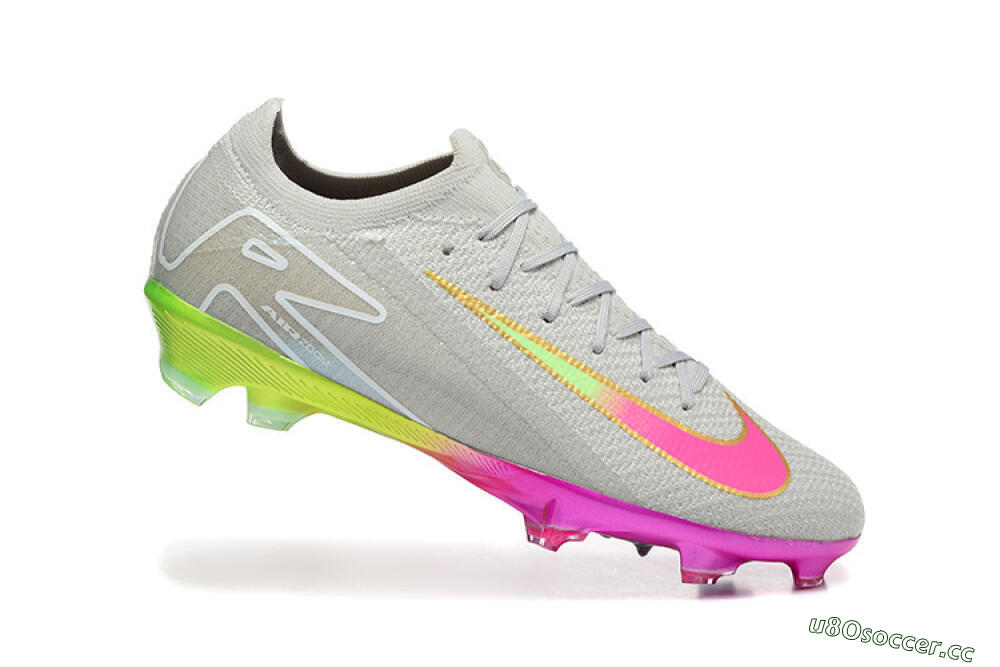 Unisex Nike Air Zoom Mercurial Vapor 16 Elite FG Firm Ground Low-Tops Football Boots - Gray/Neon Pink/Neon Green 4
