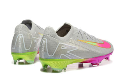 Unisex Nike Air Zoom Mercurial Vapor 16 Elite FG Firm Ground Low-Tops Football Boots - Gray/Neon Pink/Neon Green
