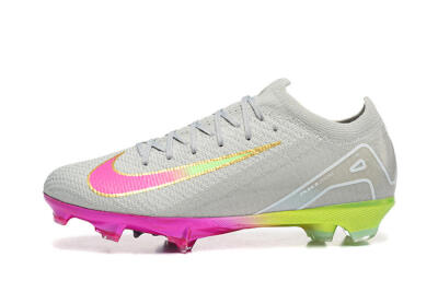 Unisex Nike Air Zoom Mercurial Vapor 16 Elite FG Firm Ground Low-Tops Football Boots - Gray/Neon Pink/Neon Green