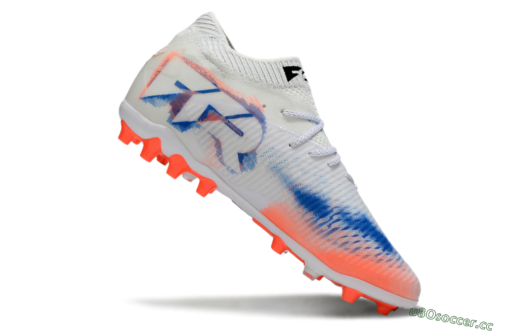 Men's Puma Future 8 Ultimate MG Multi Ground Low-Tops Football Boots - White/Coral Blaze/Black 4