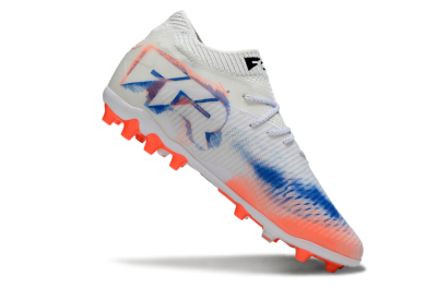 Men's Puma Future 8 Ultimate MG Multi Ground Low-Tops Football Boots - White/Coral Blaze/Black