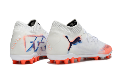 Men's Puma Future 8 Ultimate MG Multi Ground Low-Tops Football Boots - White/Coral Blaze/Black