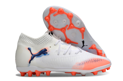 Men's Puma Future 8 Ultimate MG Multi Ground Low-Tops Football Boots - White/Coral Blaze/Black