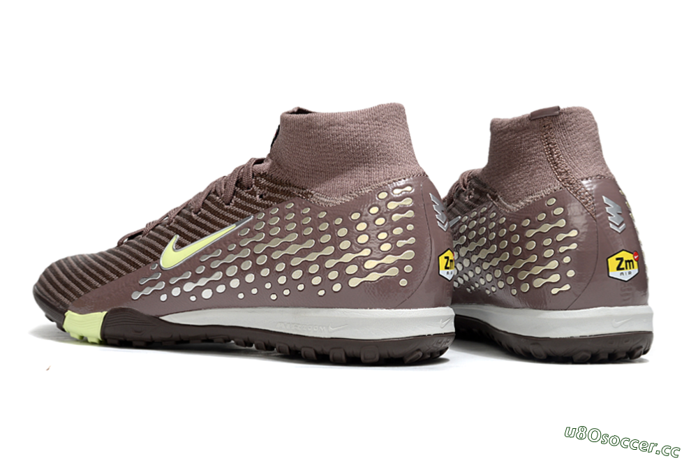 Unisex Nike Air Zoom Mercurial Superfly 10 Elite TF Artificial Turf High-Tops Football Shoes - Brown/Lime Green/Charcoal Grey 4
