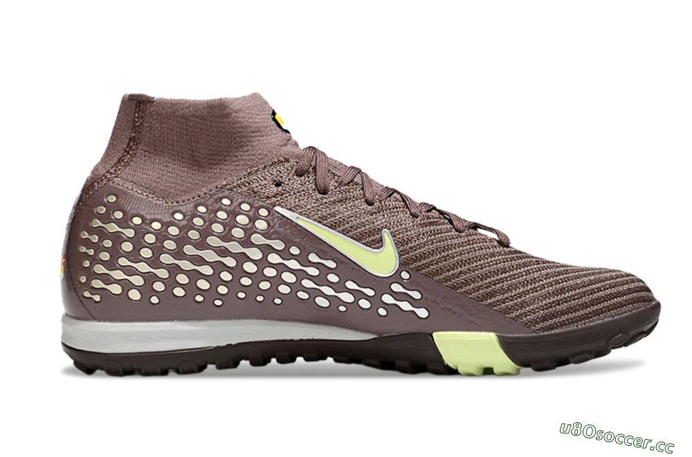 Unisex Nike Air Zoom Mercurial Superfly 10 Elite TF Artificial Turf High-Tops Football Shoes - Brown/Lime Green/Charcoal Grey 5