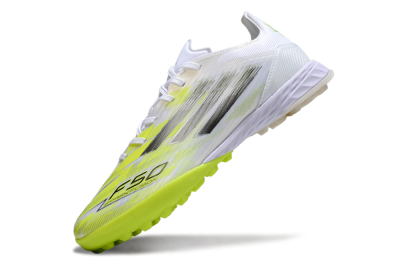 Men's Adidas F50 Pro TF Artificial Turf Low-Tops Football Shoes - White/Electric Yellow/Phantom Grey