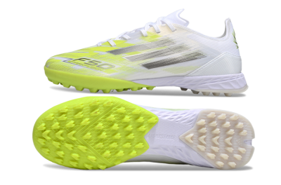 Men's Adidas F50 Pro TF Artificial Turf Low-Tops Football Shoes - White/Electric Yellow/Phantom Grey