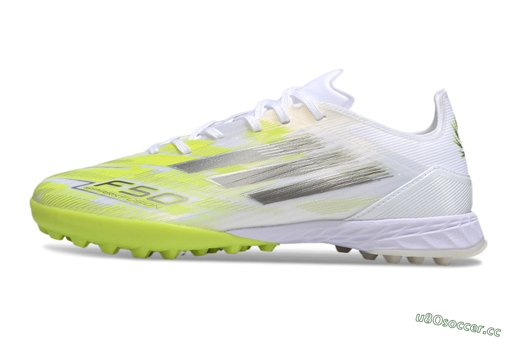Men's Adidas F50 Pro TF Artificial Turf Low-Tops Football Shoes - White/Electric Yellow/Phantom Grey 0