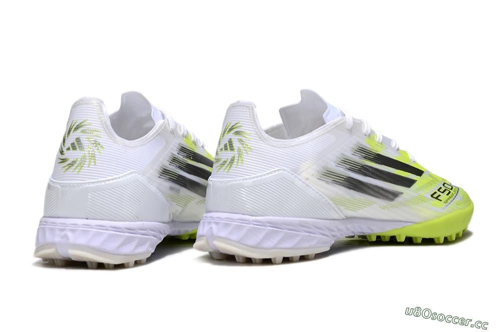 Men's Adidas F50 Pro TF Artificial Turf Low-Tops Football Shoes - White/Electric Yellow/Phantom Grey 6