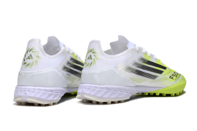 Men's Adidas F50 Pro TF Artificial Turf Low-Tops Football Shoes - White/Electric Yellow/Phantom Grey