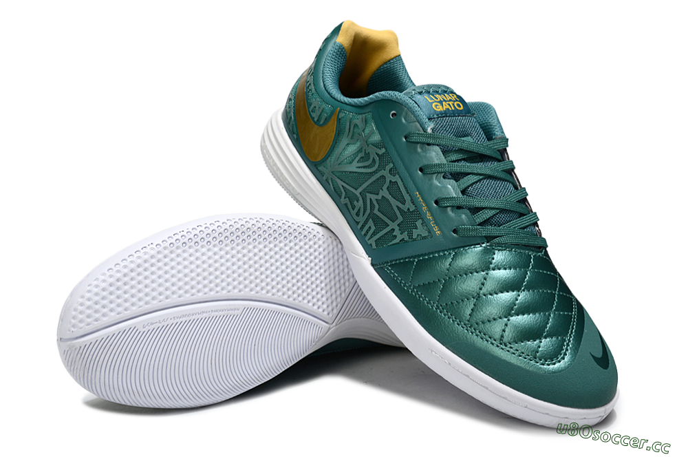Unisex Nike Lunar Gato 2 IC Indoor & Futsal Low-Tops Football Shoes - Teal/Golden Accent/White Sole 3
