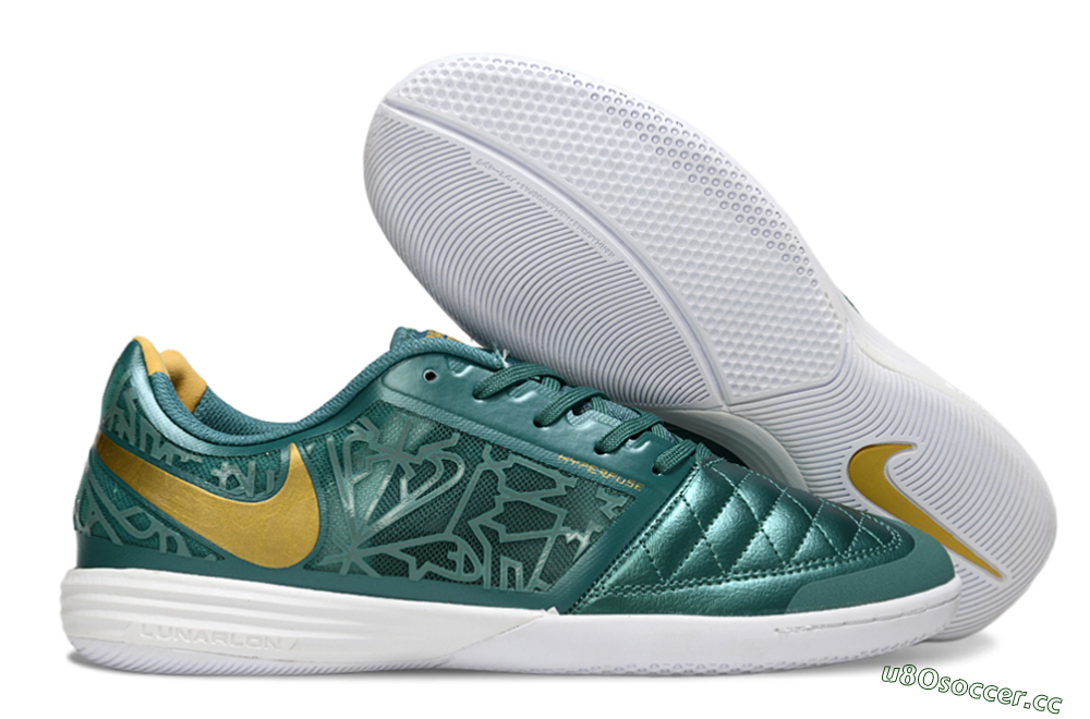 Unisex Nike Lunar Gato 2 IC Indoor & Futsal Low-Tops Football Shoes - Teal/Golden Accent/White Sole 2