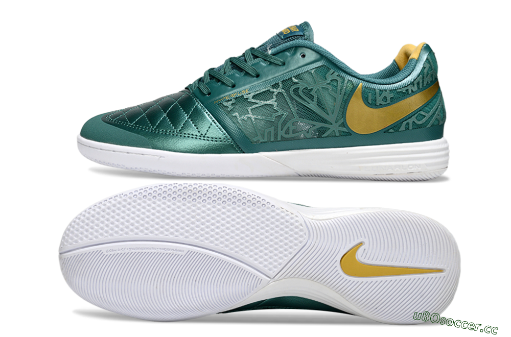 Unisex Nike Lunar Gato 2 IC Indoor & Futsal Low-Tops Football Shoes - Teal/Golden Accent/White Sole 1