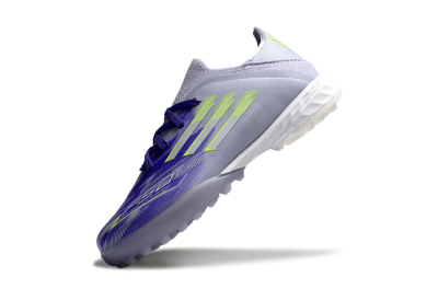 Kids Adidas F50 Elite TF Artificial Turf Low-Tops Football Shoes - Purple/Electric Green/Soft Gray