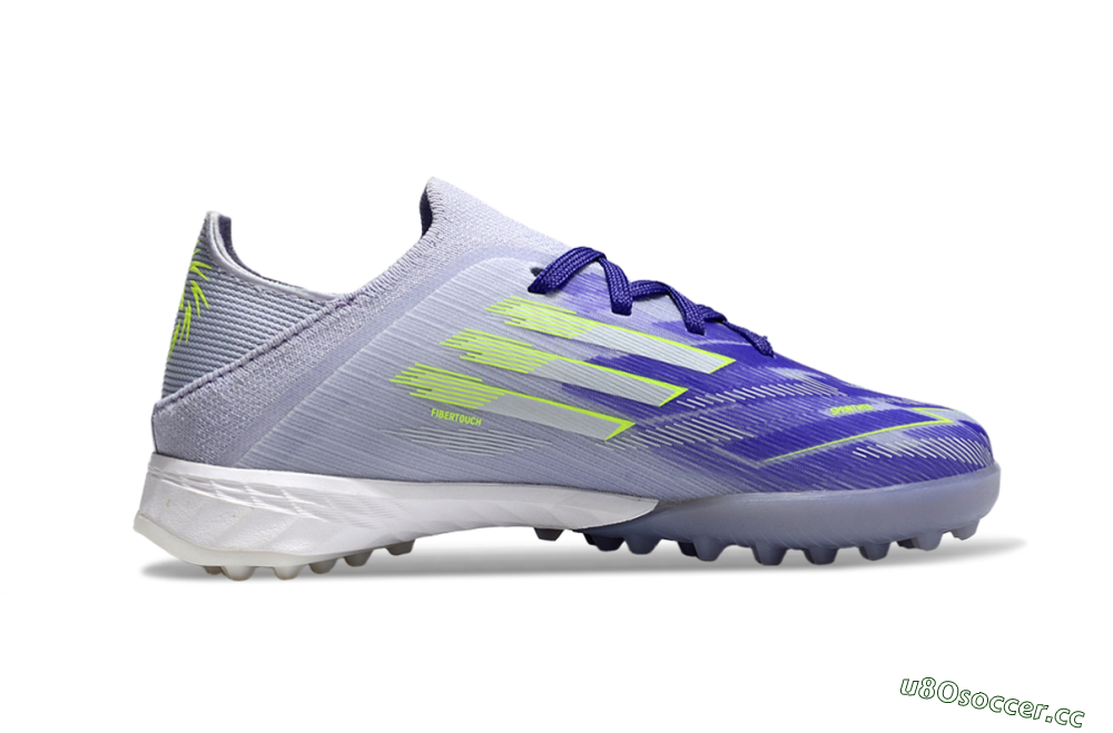 Kids Adidas F50 Elite TF Artificial Turf Low-Tops Football Shoes - Purple/Electric Green/Soft Gray 5