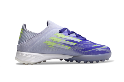 Kids Adidas F50 Elite TF Artificial Turf Low-Tops Football Shoes - Purple/Electric Green/Soft Gray