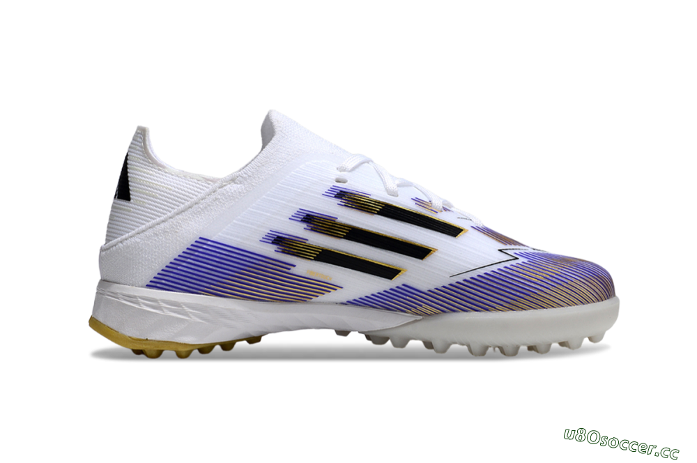Kids Adidas F50 Elite TF Artificial Turf Low-Tops Football Shoes - White/Purple Dream/Gold Rush 5