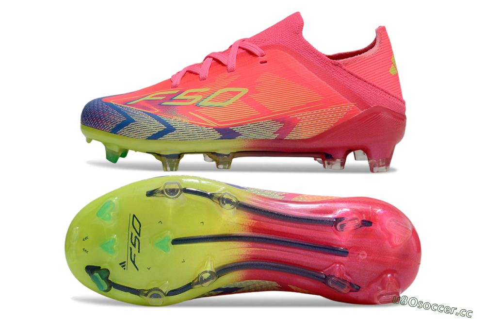 Kids Adidas F50 Elite FG Firm Ground Low-Tops Football Boots - Pink/Electric Pink/Neon Green 1