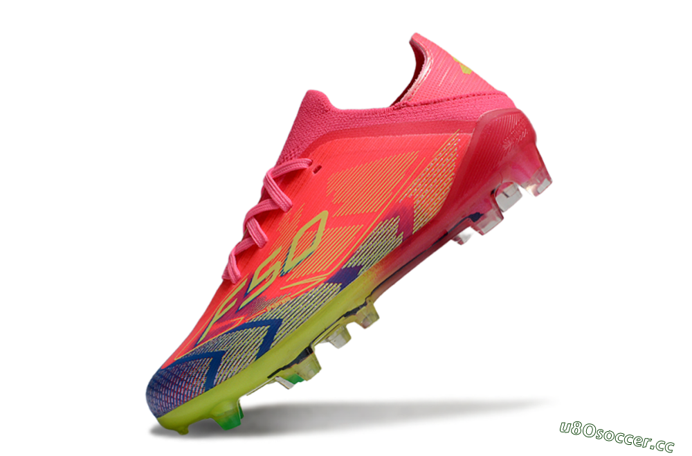 Kids Adidas F50 Elite FG Firm Ground Low-Tops Football Boots - Pink/Electric Pink/Neon Green 4