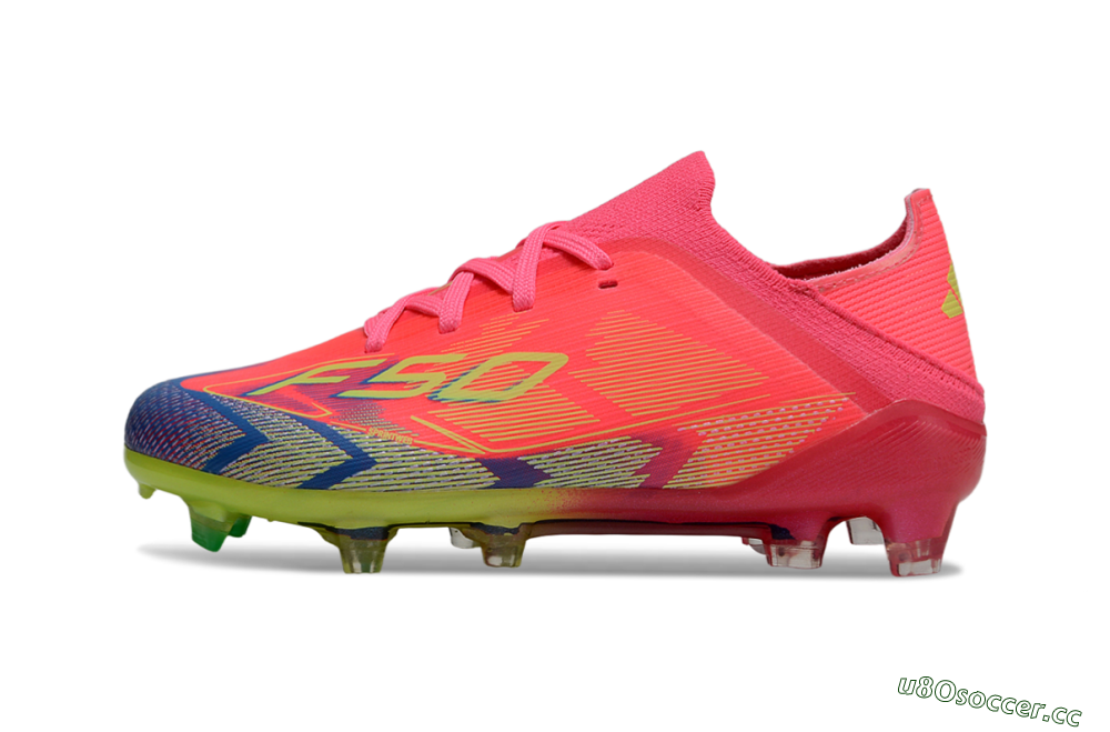 Kids Adidas F50 Elite FG Firm Ground Low-Tops Football Boots - Pink/Electric Pink/Neon Green 2