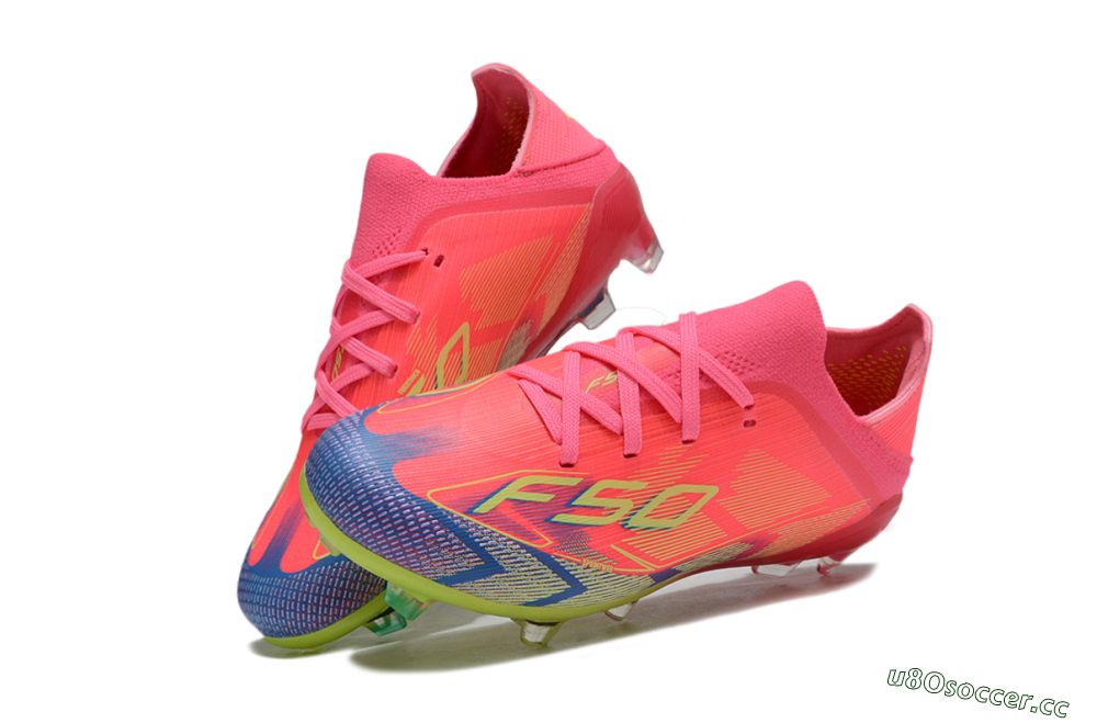 Kids Adidas F50 Elite FG Firm Ground Low-Tops Football Boots - Pink/Electric Pink/Neon Green 0