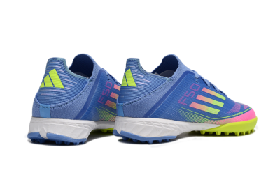 Kids Adidas F50 Elite TF Artificial Turf Low-Tops Football Shoes - Blue/Neon Green/Fuchsia Pink