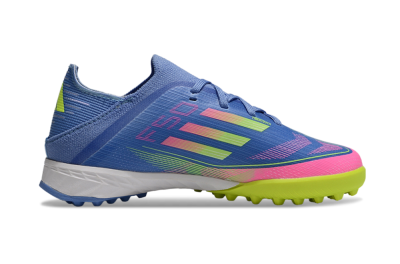 Kids Adidas F50 Elite TF Artificial Turf Low-Tops Football Shoes - Blue/Neon Green/Fuchsia Pink