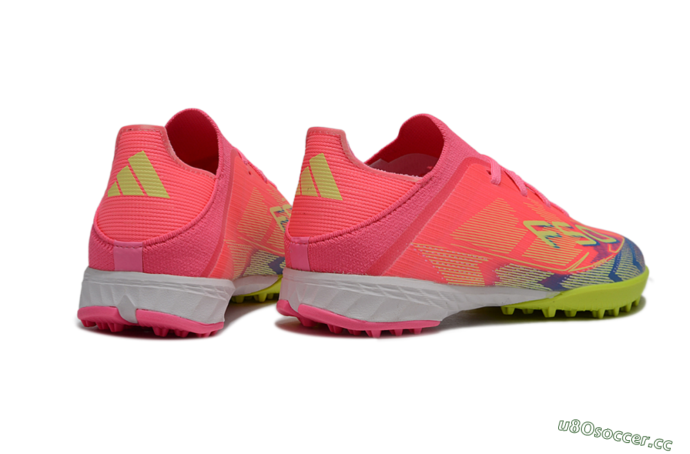 Kids Adidas F50 Elite TF Artificial Turf Low-Tops Football Shoes - Pink/Neon Green/Blue Gradient 6