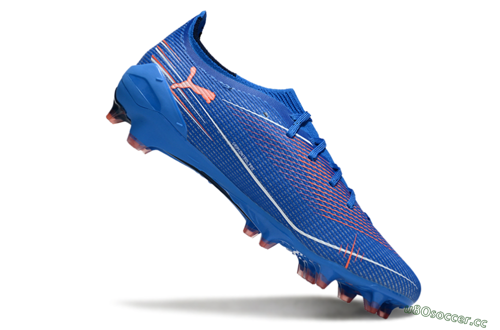 Men's Puma Ultra Ultimate FG Firm Ground Low-Tops Football Boots - Blue/Electric Blue/Coral Accent 4
