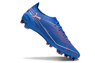 Men's Puma Ultra Ultimate FG Firm Ground Low-Tops Football Boots - Blue/Electric Blue/Coral Accent