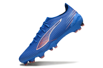 Men's Puma Ultra Ultimate FG Firm Ground Low-Tops Football Boots - Blue/Electric Blue/Coral Accent
