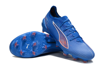 Men's Puma Ultra Ultimate FG Firm Ground Low-Tops Football Boots - Blue/Electric Blue/Coral Accent