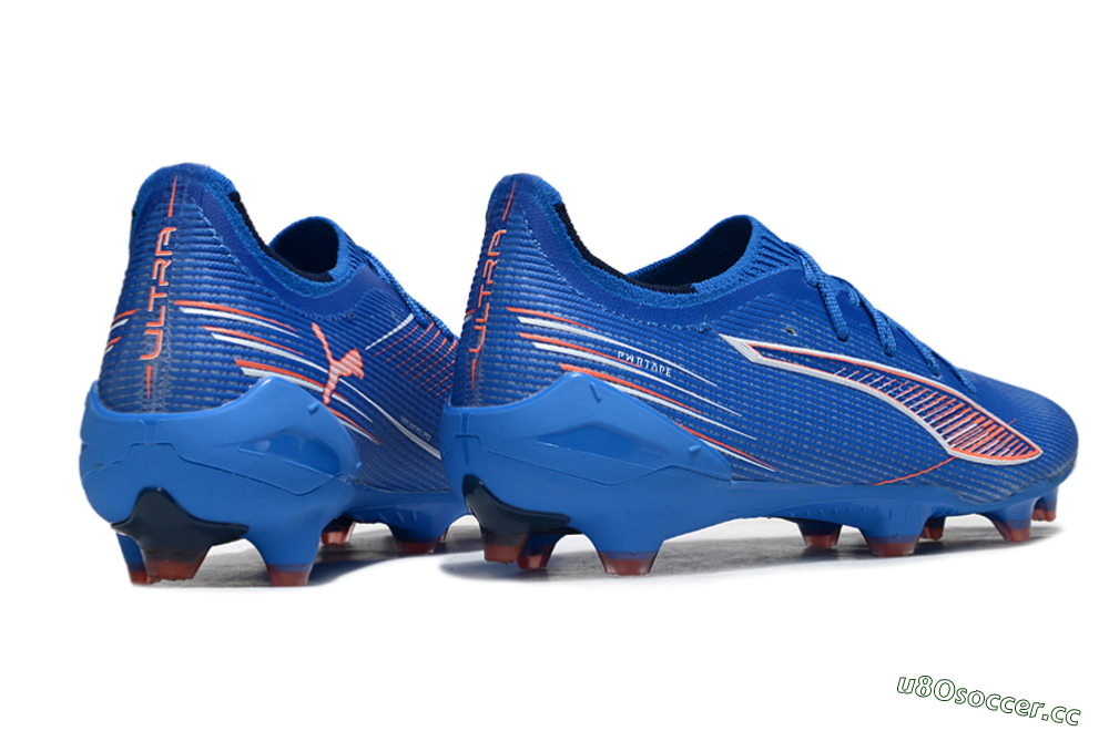 Men's Puma Ultra Ultimate FG Firm Ground Low-Tops Football Boots - Blue/Electric Blue/Coral Accent 6